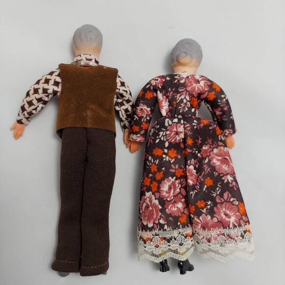 Vintage Thread Wrapped Dollhouse Dolls Couple Man Woman Grandfather Grandmother - Picture 2 of 10